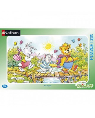 Puzzle 15 piese Nathan - Teddy Bear : On the Bridge (Nathan-86013)