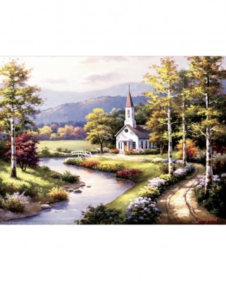Puzzle 1000 piese SunsOut - Sung Kim: Country Chapel (Sunsout-40056)