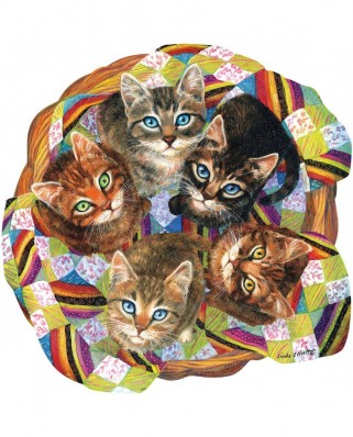 Puzzle 750 piese SunsOut - Linda Elliott: Kitten Basket (Sunsout-95023)