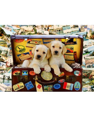 Puzzle 104 piese Bluebird Puzzle - Two Travel Puppies (Bluebird-Puzzle-F-90063)