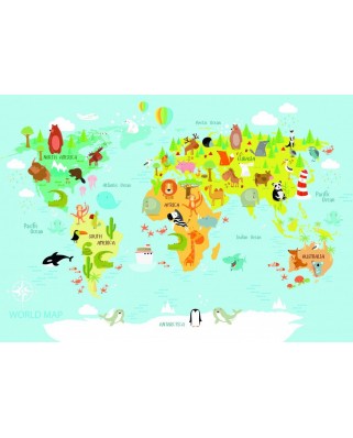 Puzzle 204 piese Bluebird Puzzle - World Map for Kids (Bluebird-Puzzle-F-90070)