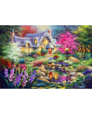 Puzzle 1000 piese Bluebird Puzzle - Cottage Pond (Bluebird-Puzzle-F-90351)