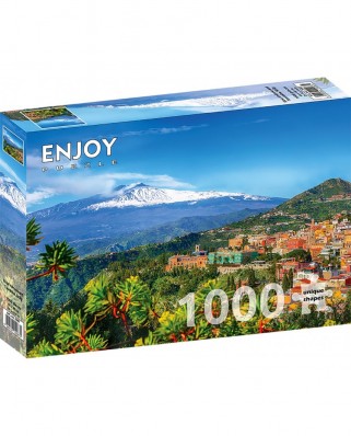 Puzzle 1000 piese ENJOY - Etna Volcano and Taormina, Sicily (Enjoy-2087)
