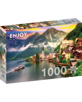 Puzzle 1000 piese ENJOY - Hallstatt Town at Sunset, Austria (Enjoy-2089)