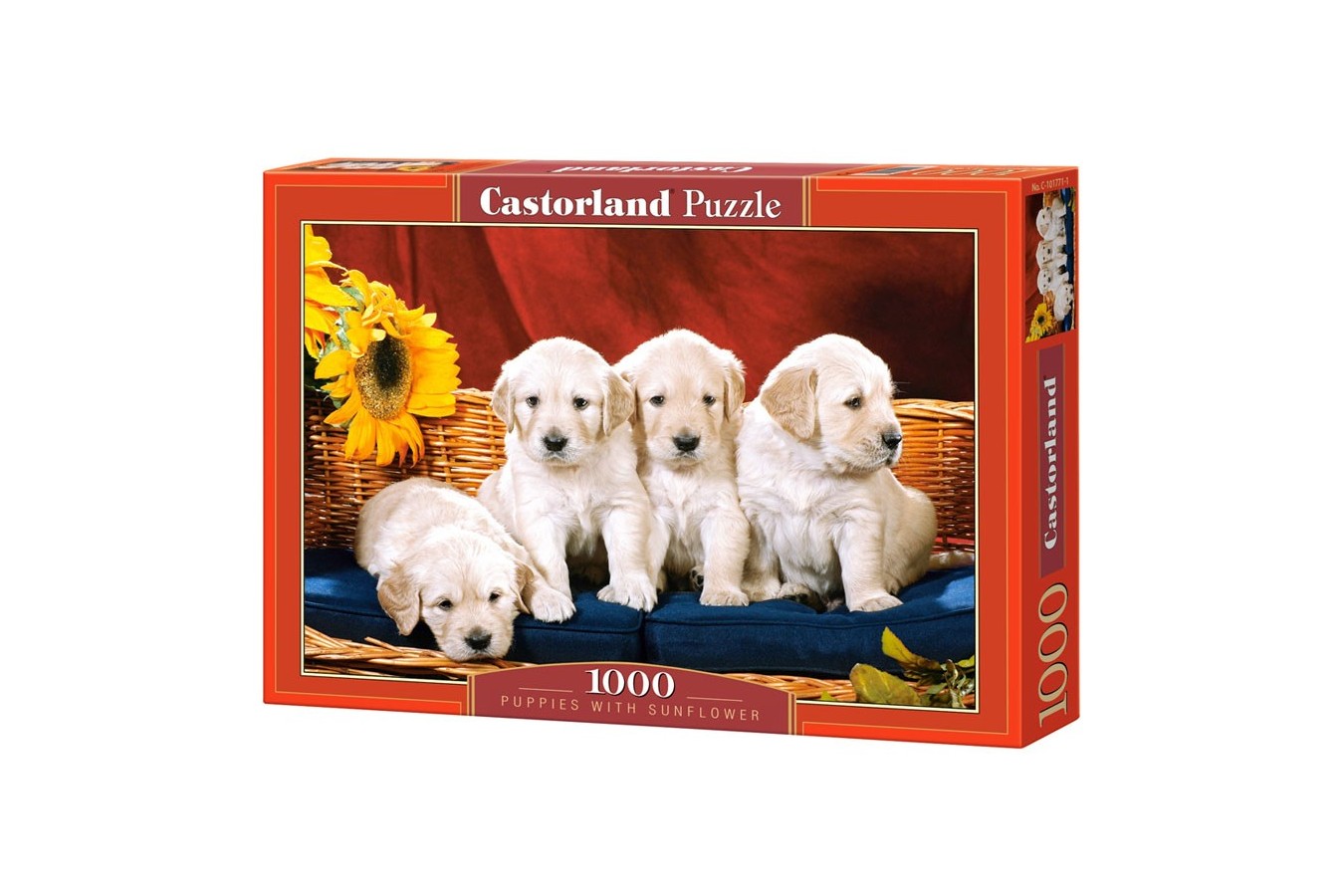 Puzzle Castorland - Puppies with Sunflower, 1000 piese (101771)