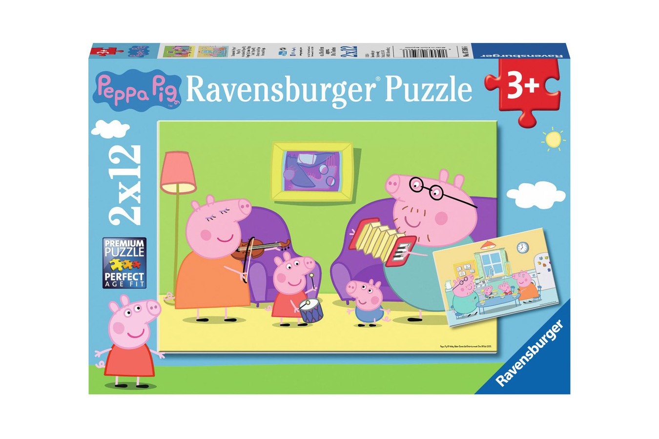 Puzzle Ravensburger - Purcelusa Peppa, 2x12 piese (07596)