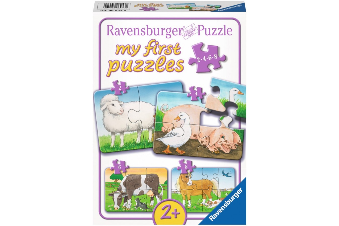 Primul Meu Puzzle Ravensburger - Animale De La Ferma, 2/4/6/8 Piese