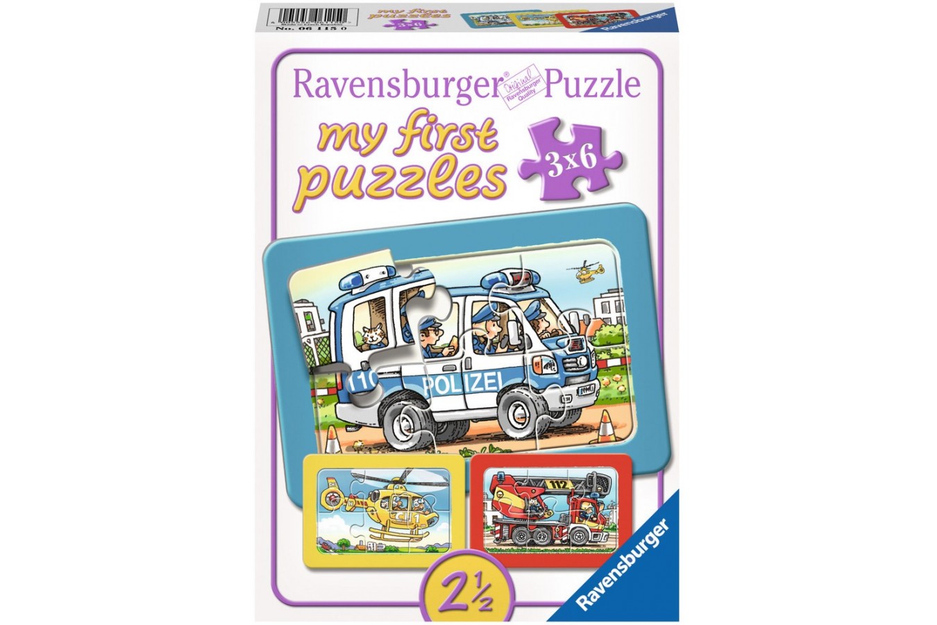 Primul Meu Puzzle Ravensburger - Politie, Pompieri, 3X6 Piese