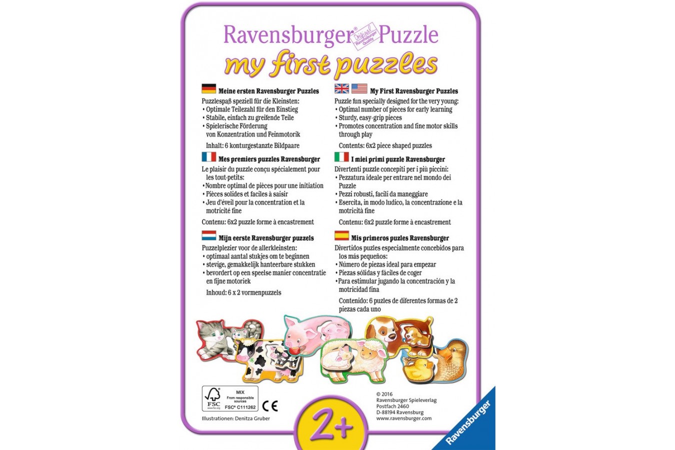 Primul Meu Puzzle Ravensburger - Viata Animalutelor, 6X2 Piese