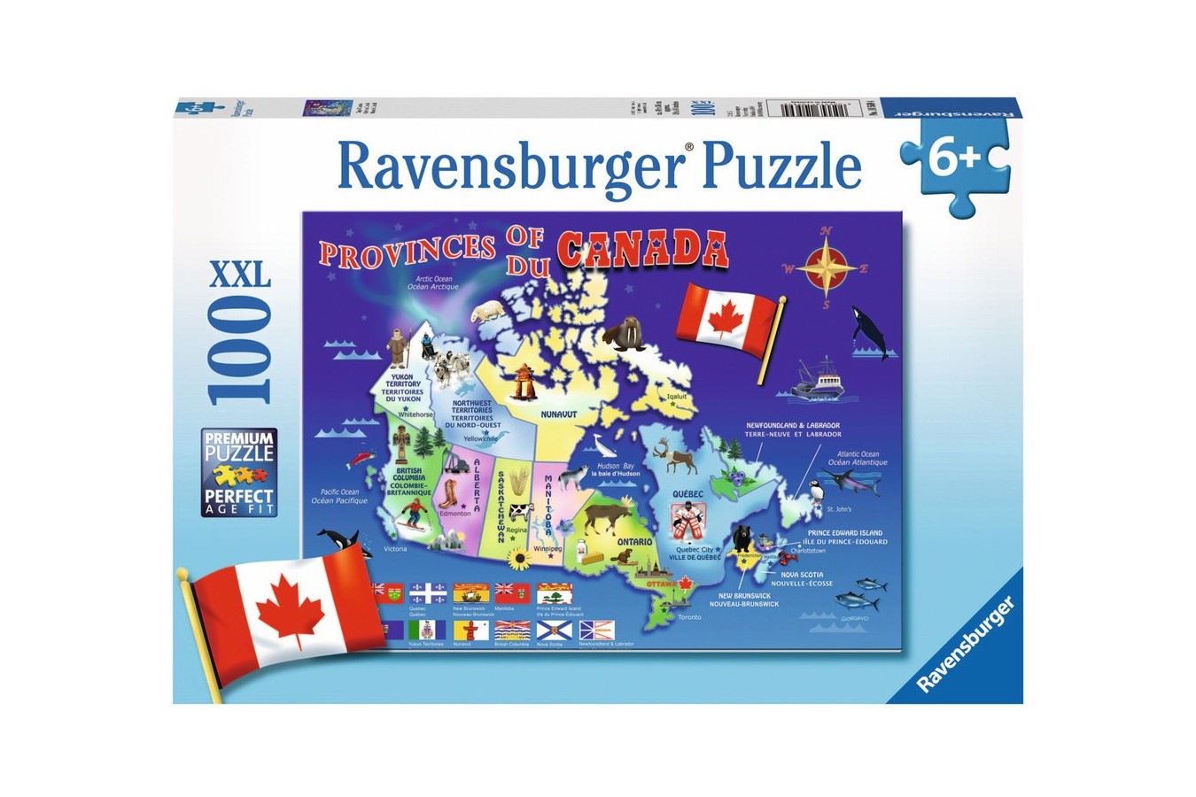Puzzle Ravensburger - Harta Canadei, 100 Piese