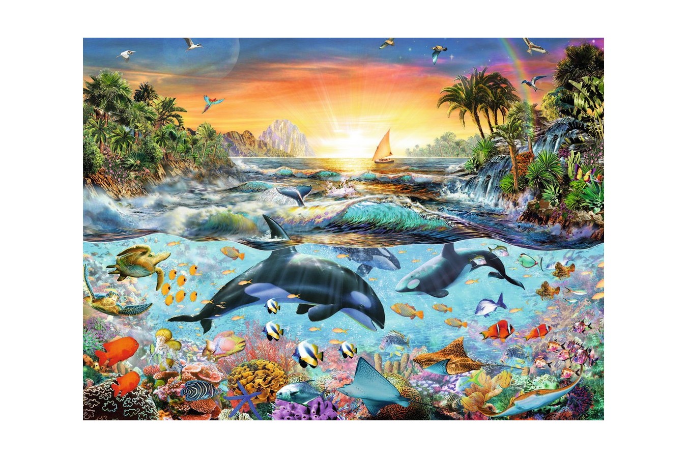 Puzzle Ravensburger - Paradisul Delfinilor, 200 Piese