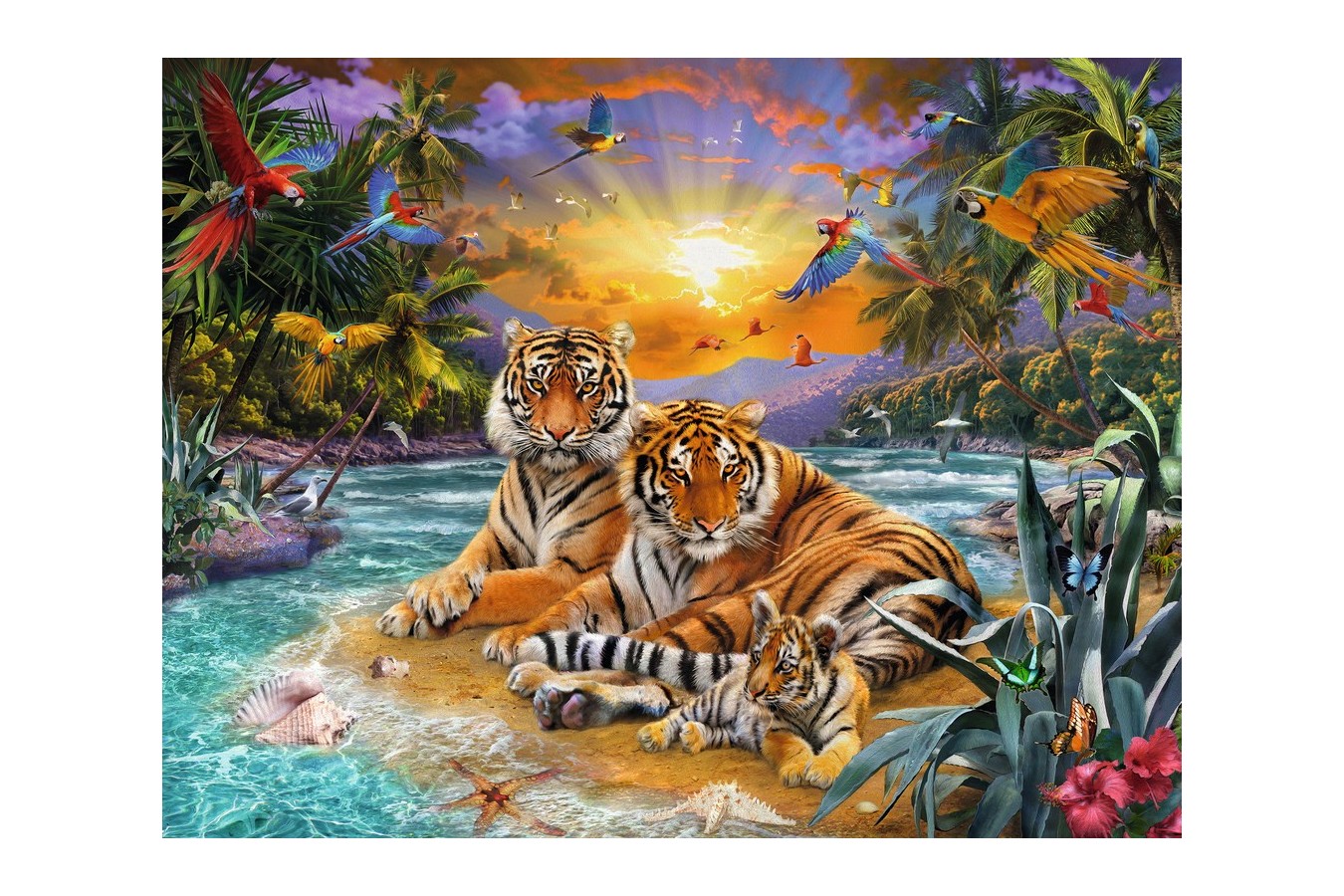 Puzzle Ravensburger - Tigri, 2000 Piese