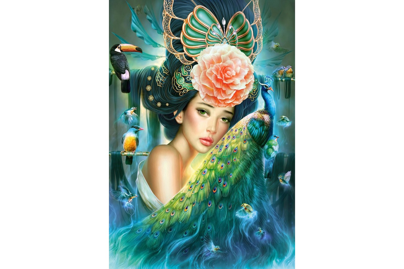 Puzzle Castorland - Lady with a Peacock, 1000 piese