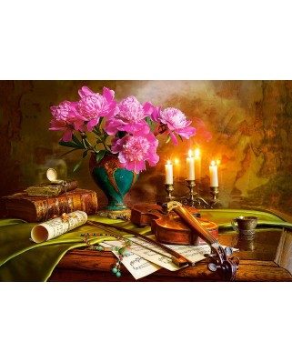 Puzzle Castorland - Still Life with violin and flowers, 1500 piese