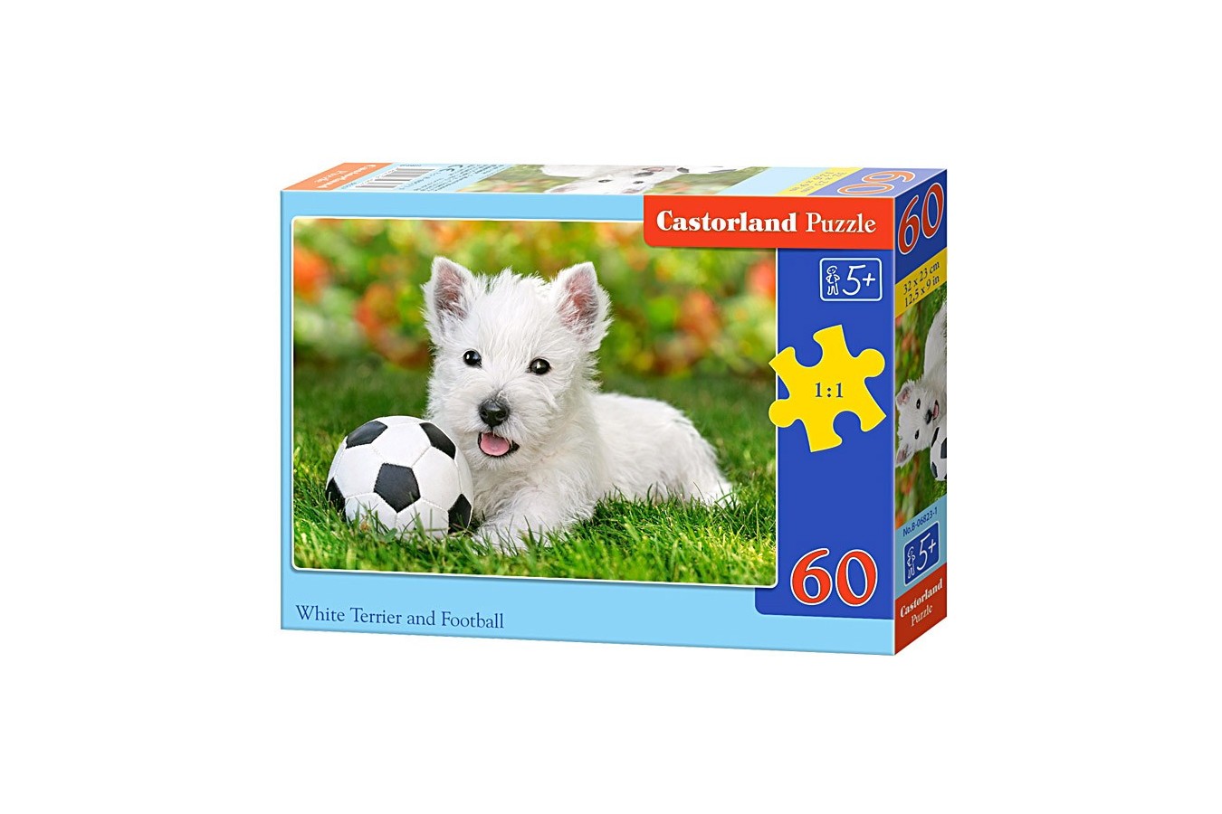 Puzzle Castorland - White Terrier And Football, 60 Piese