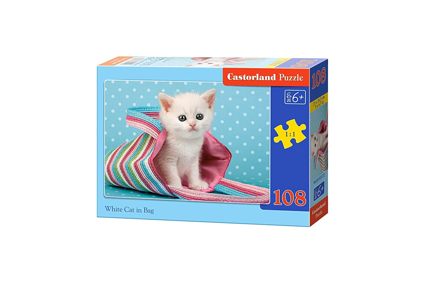 Puzzle Castorland - White Cat In Bag, 108 Piese