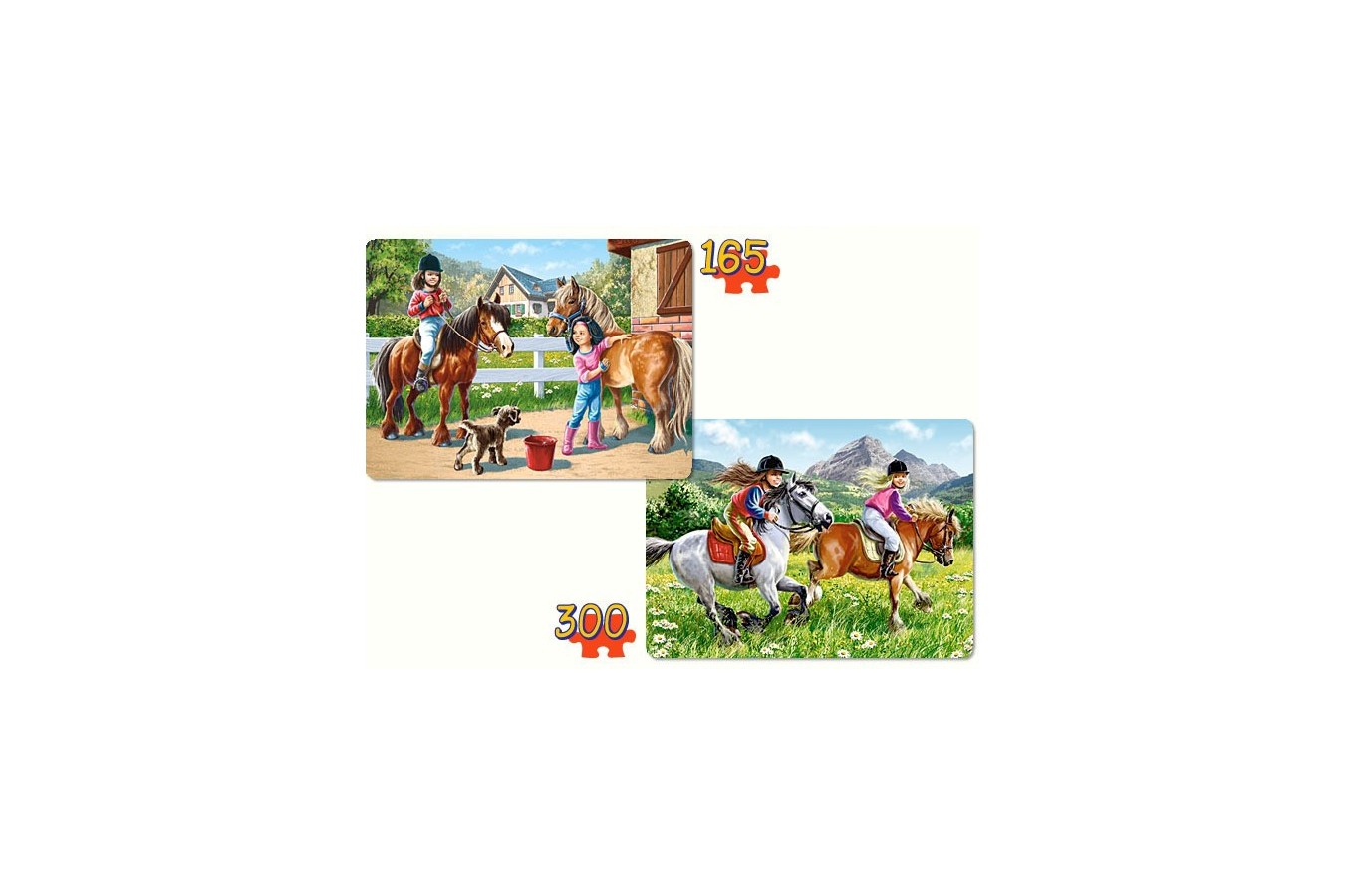 Puzzle Castorland 2 in 1 - Riding Horses, 165/300 Piese