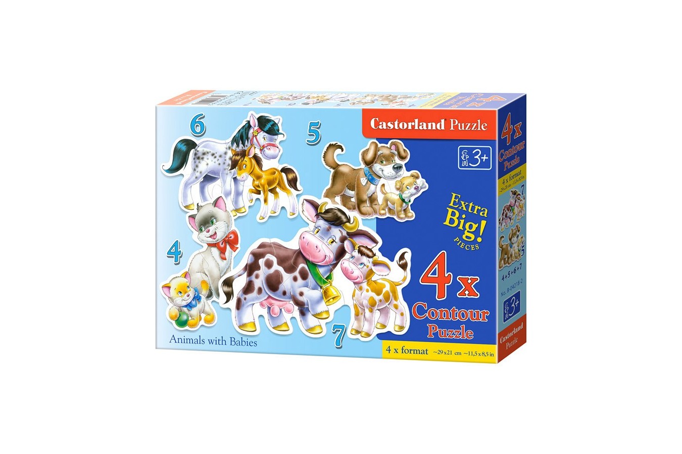 Puzzle Castorland 4 in 1 - Animals With Babies, 4/5/6/7 Piese
