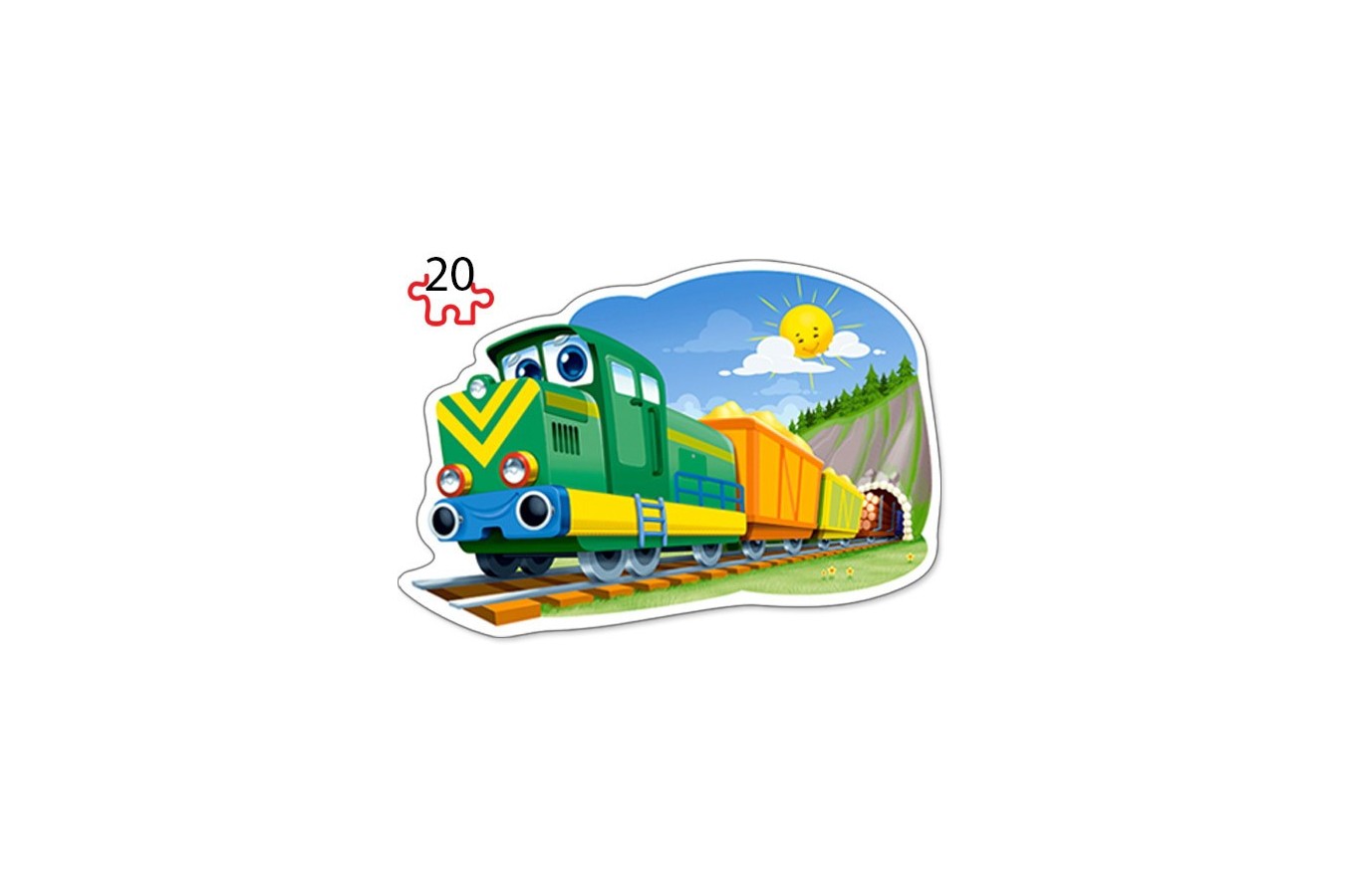 Puzzle 4 in 1 Contour Castorland - Funny Trains, 8/12/15/20 piese