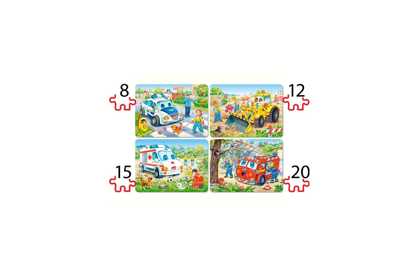 Puzzle Castorland - 4 in 1 Funny Vehicles, 8/12/15/20 piese