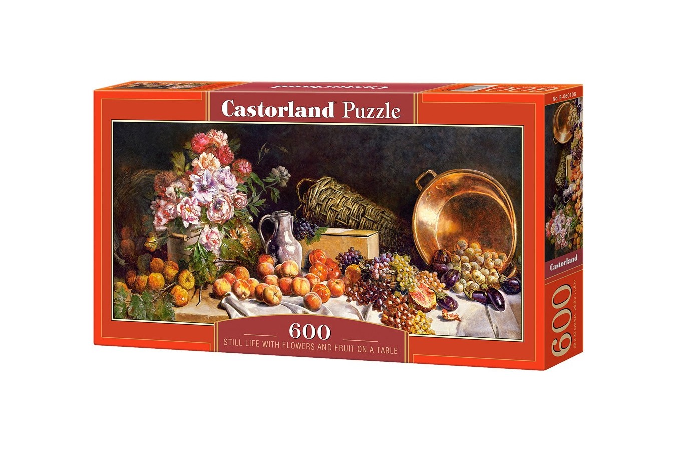 Puzzle Castorland Panoramic - Still Life with Fruits and Flower on Table, 600 piese