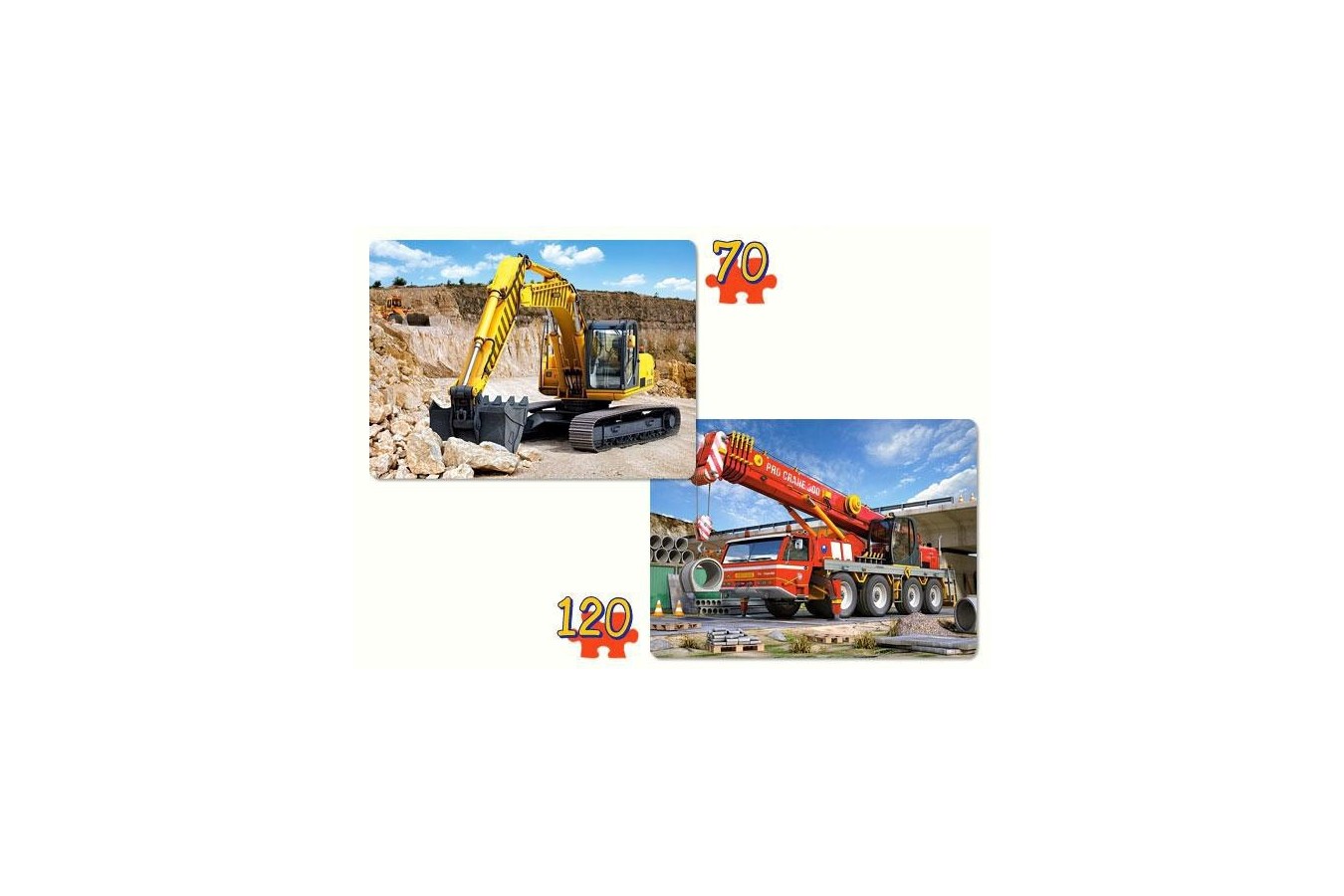 Puzzle Castorland 2 in 1 - Construction Machines, 70/120 piese
