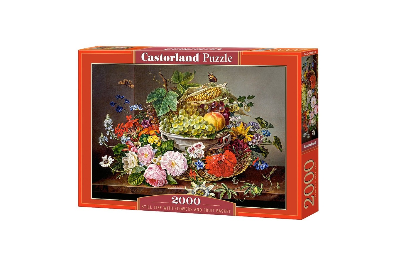 Puzzle Castorland - Still life with flowers and fruit basket, 2000 piese
