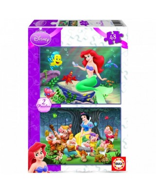 Puzzle Educa - Disney Princesses: Snow White and The Little Mermaid, 2x48 piese (14208)