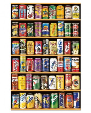 Puzzle mini Educa - Drinking Cans, 1000 piese, include lipici puzzle (14835)