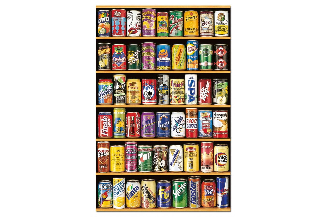Puzzle mini Educa - Drinking Cans, 1000 piese, include lipici puzzle (14835)