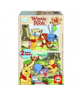 Puzzle din lemn Educa - Winnie the Pooh: In the Garden, 2x16 piese (14956)