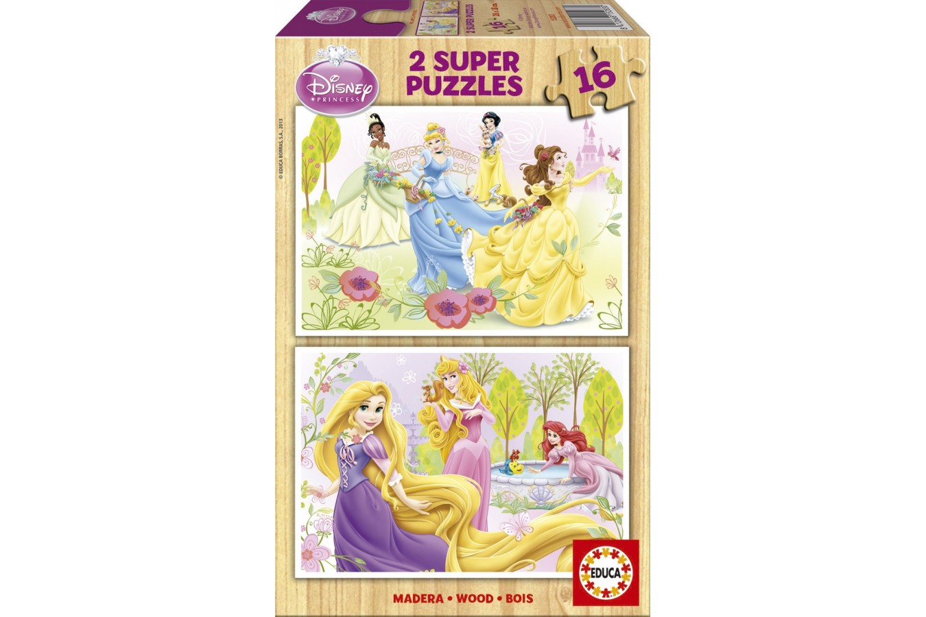 Puzzle din lemn Educa - Disney Princesses, 2x16 piese (15283)