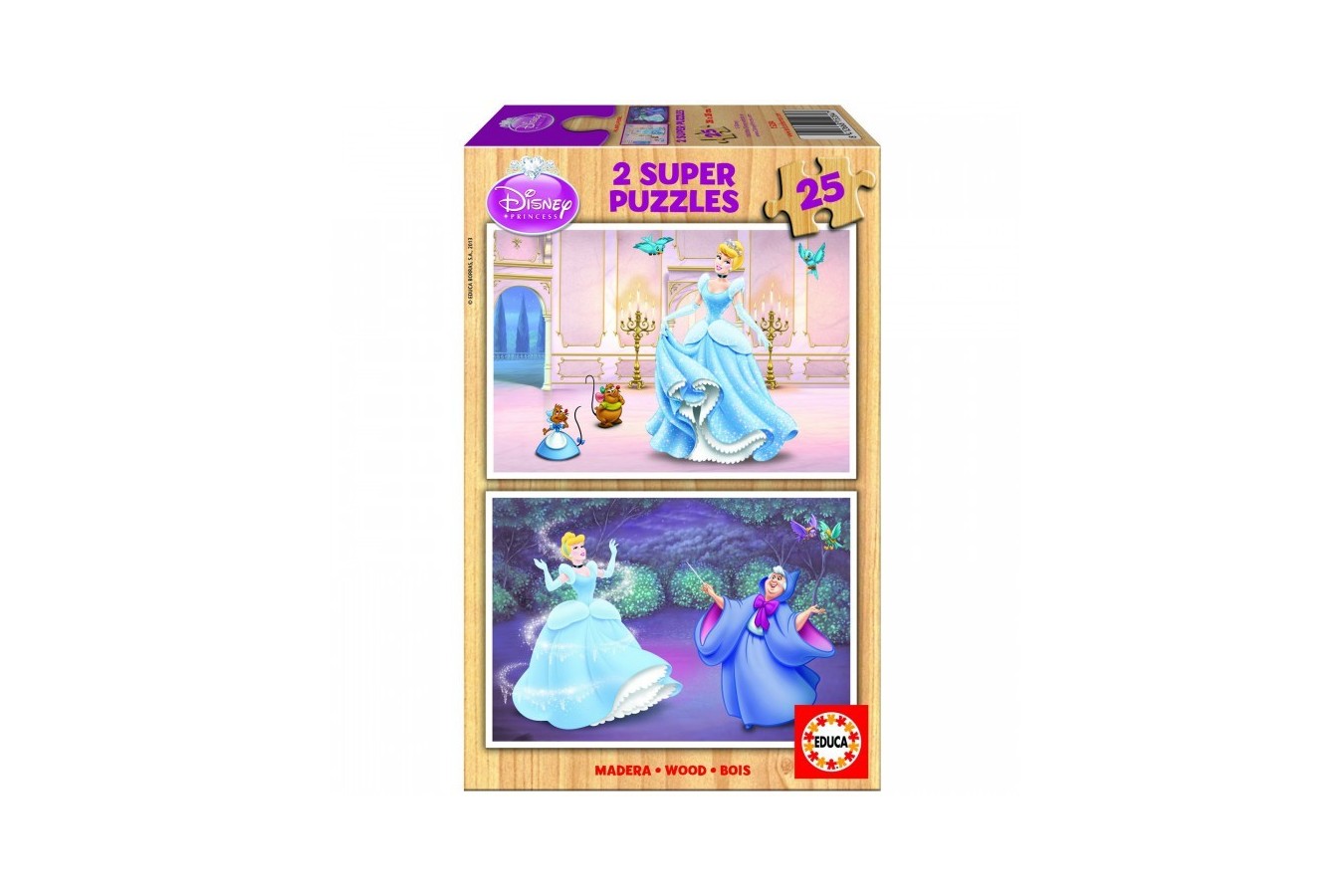 Puzzle din lemn Educa - Disney Princesses: Cinderella, 2x25 piese (15284)