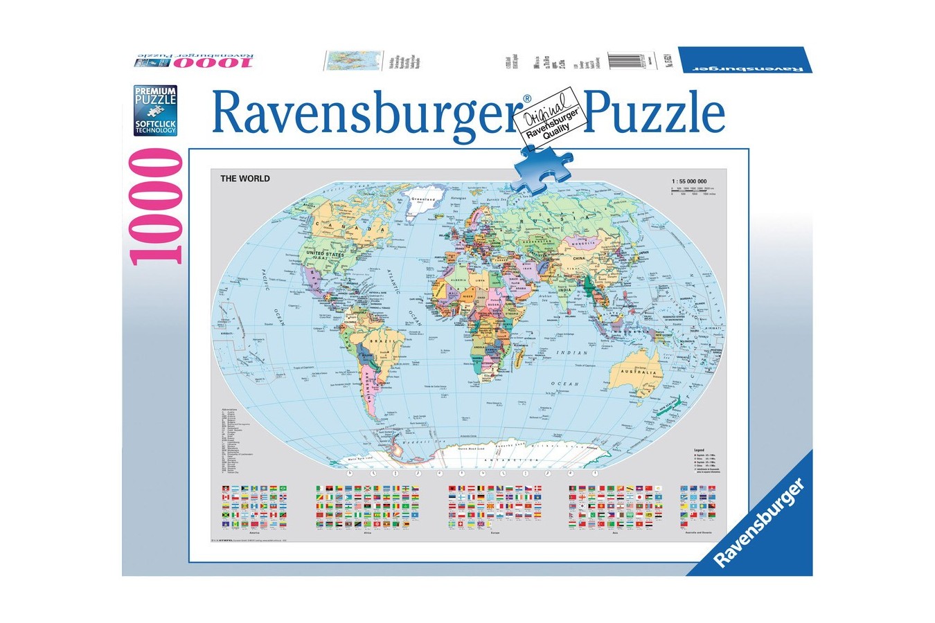 Puzzle Ravensburger - Harta Politica A Lumii, 1000 piese (15652)