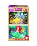 Puzzle din lemn Educa - Disney Princesses: Ariel and Snow-White, 2x16 piese (15590)
