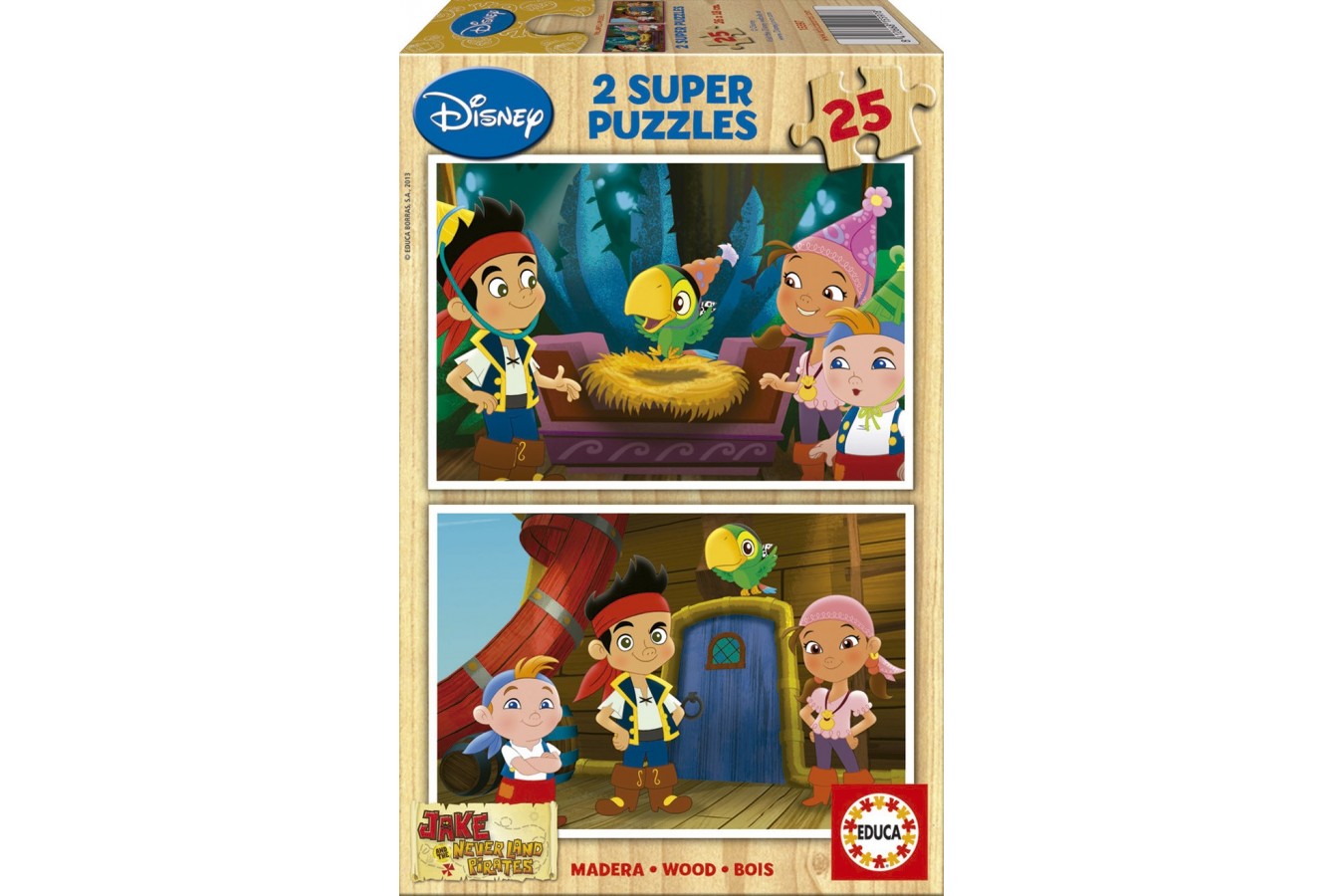 Puzzle din lemn Educa - Jake and the Neverland Pirates, 2x25 piese (15597)