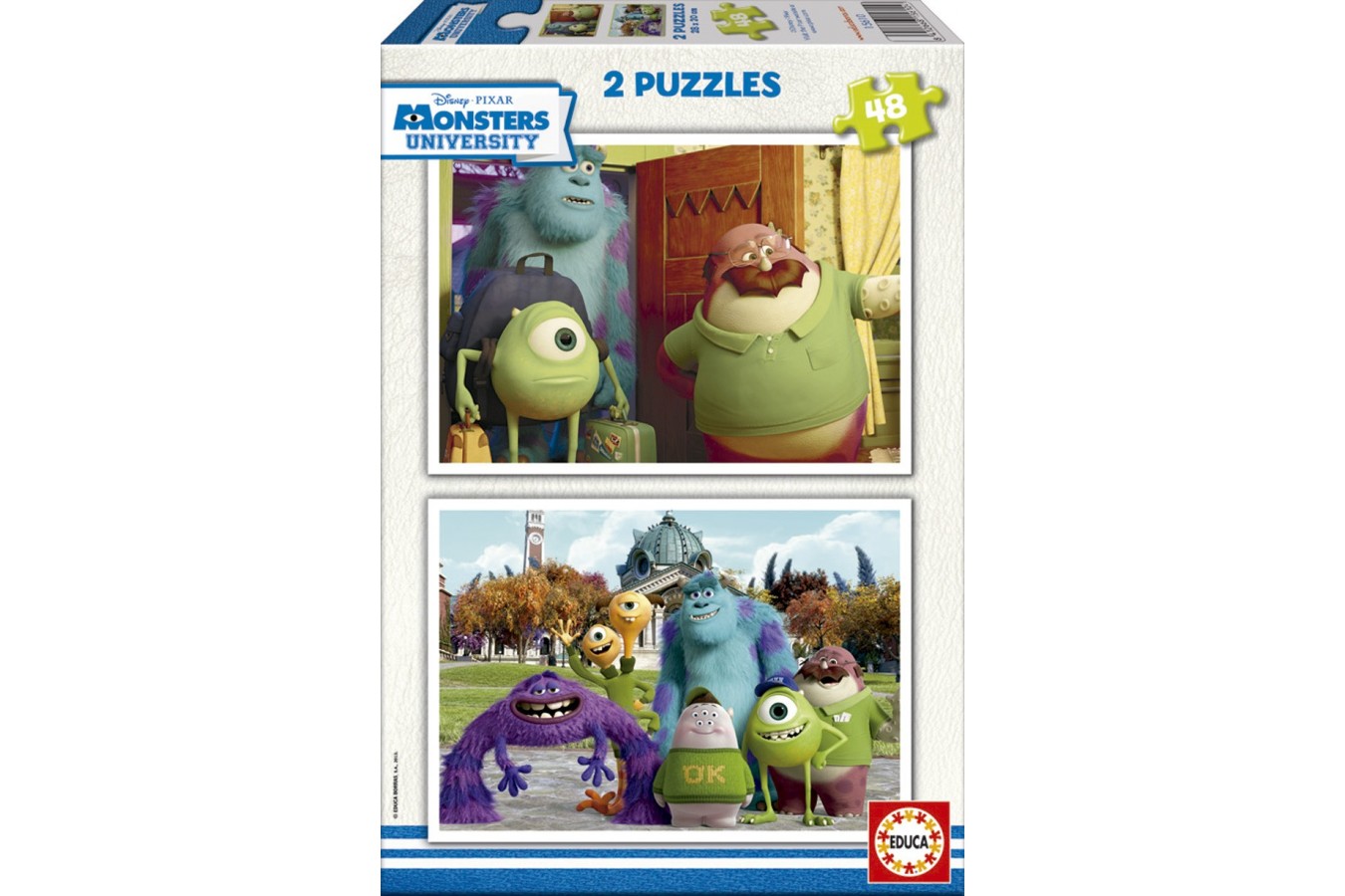 Puzzle din lemn Educa - Monsters Inc: Monsters University, 2x48 piese (15610)