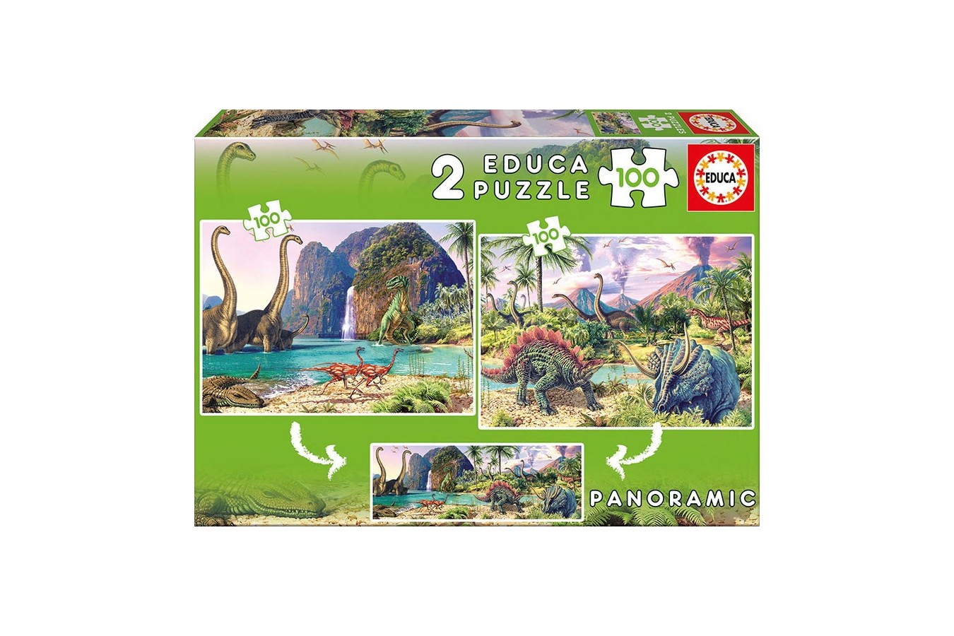 Puzzle Educa - Dino World, 2x100 piese (15620)
