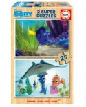 Puzzle din lemn Educa - Finding Dory, 2x25 piese (16694)