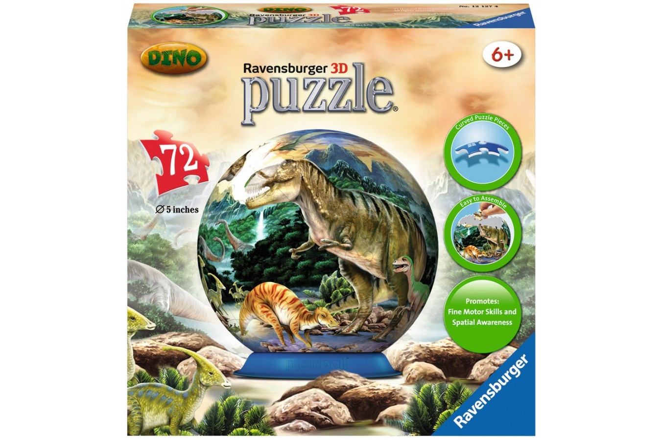 Puzzle glob Ravensburger - Dinozauri, 72 piese (12127)