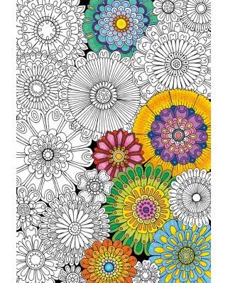 Puzzle de colorat Educa - Big Beautiful Blossoms, 300 piese, include lipici puzzle (17090)