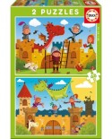 Puzzle Educa - Dragons and Knights, 2x48 piese (17151)