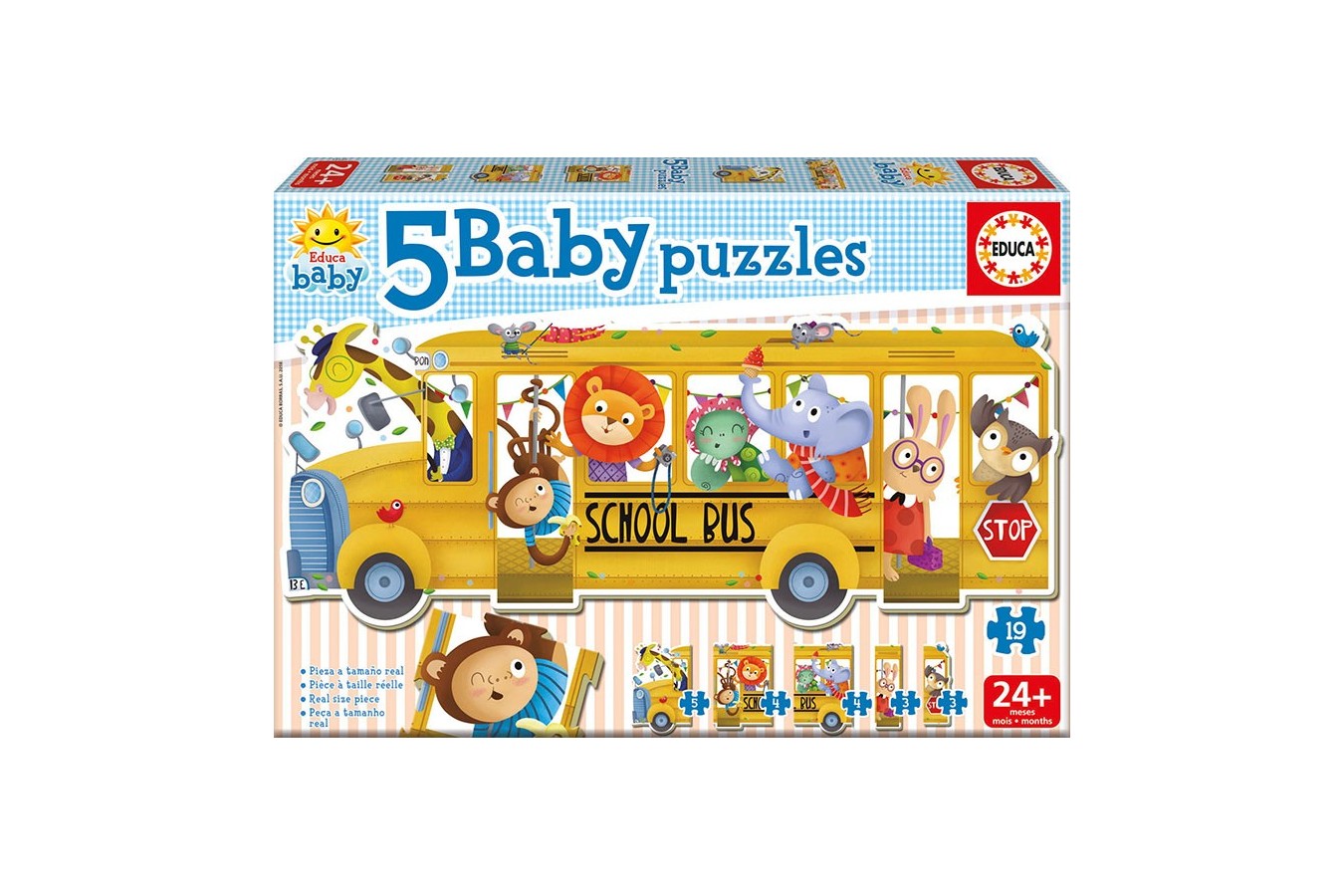 Puzzle Educa - School Bus, 3/3/4/4/5 piese (17575)