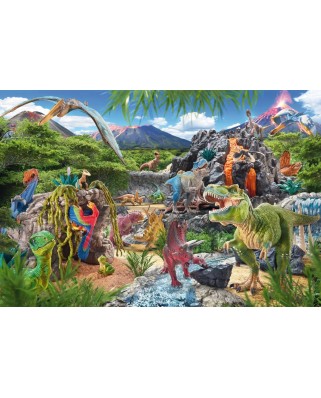 Puzzle Schmidt - Regatul dinozaurilor, 100 piese, include 2 figurine Schleich (56192)
