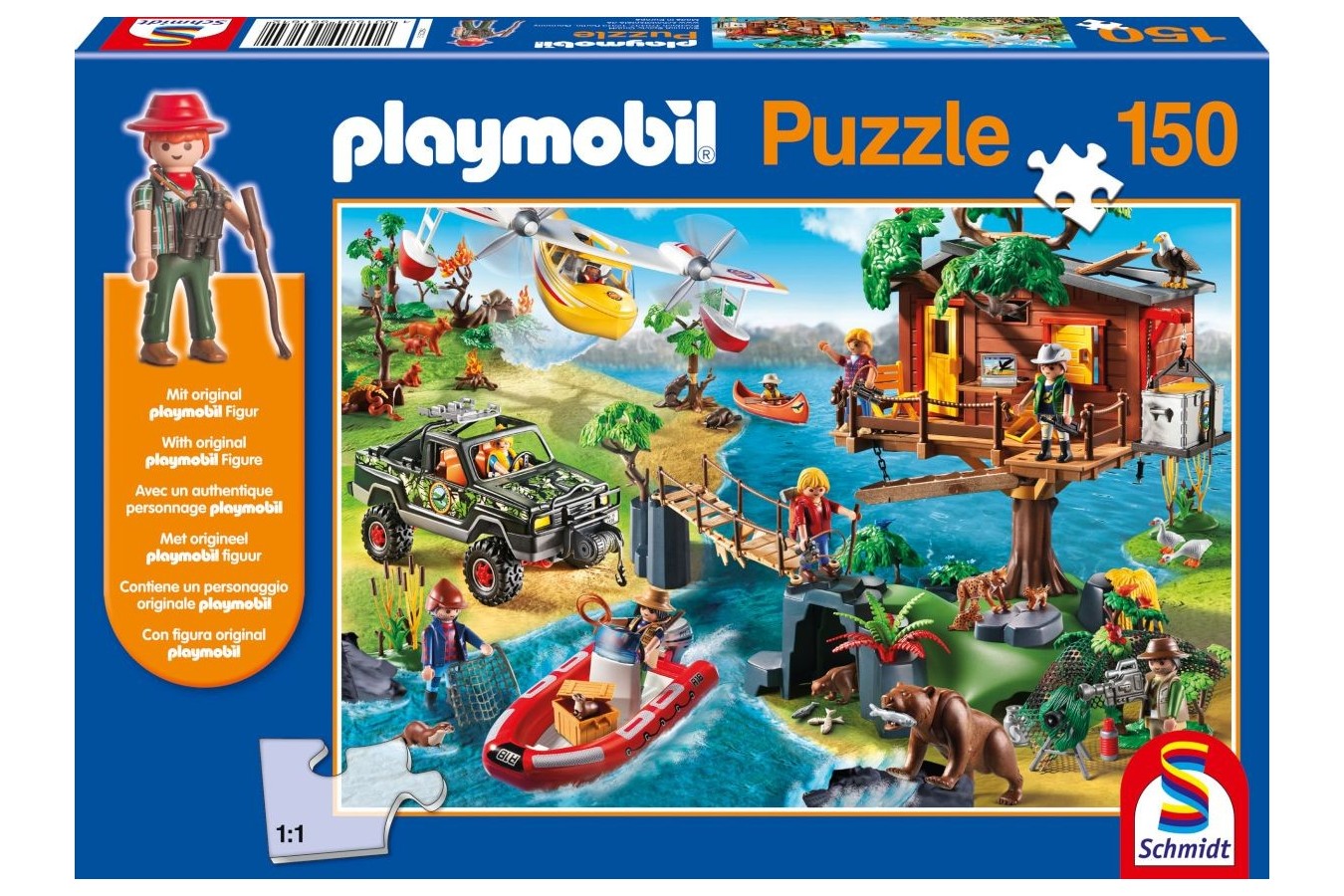 Puzzle Schmidt - Casuta din copac, 150 piese, include 1 figurina Playmobil (56164)
