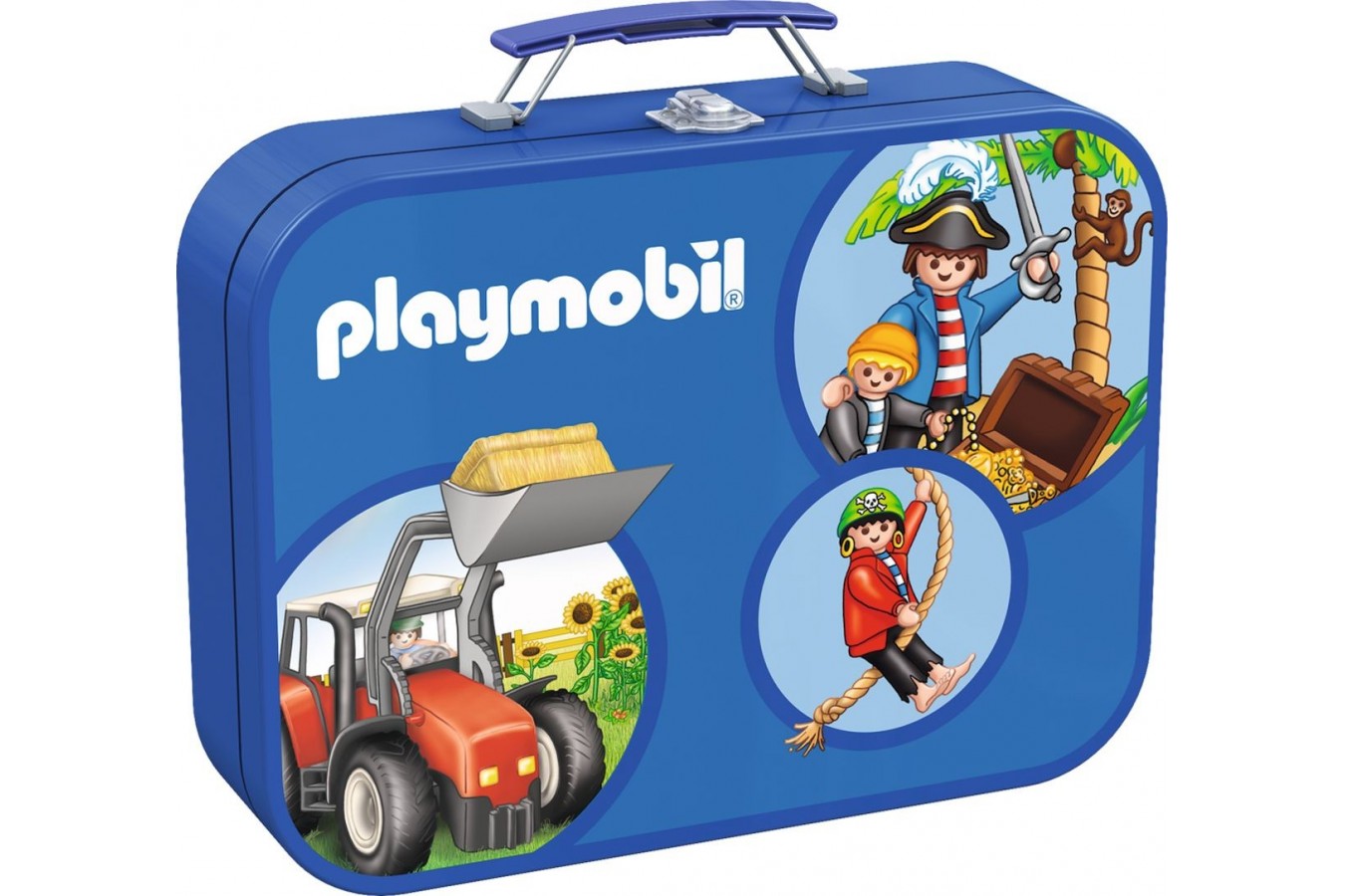 Puzzle Schmidt - Playmobil, 2x60 + 2x100 piese, cutie metalica (55599)