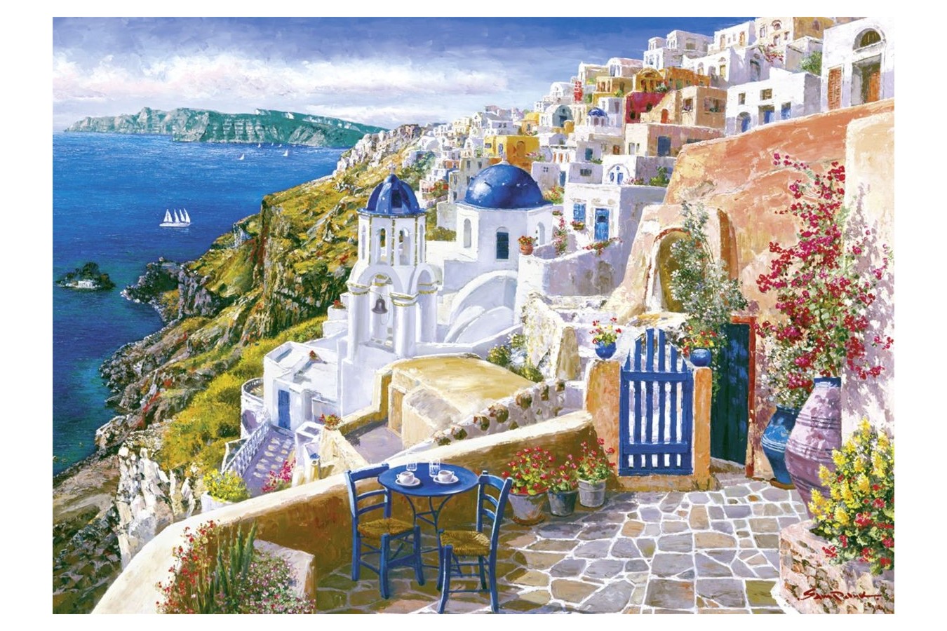 Puzzle Schmidt - Sam Park: Vedere din Santorini, 1000 piese (58560)
