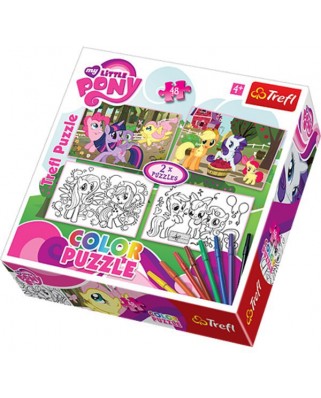 Puzzle de colorat Trefl - My Little Pony and coloring pages puzzles, 2x48 piese (40767)