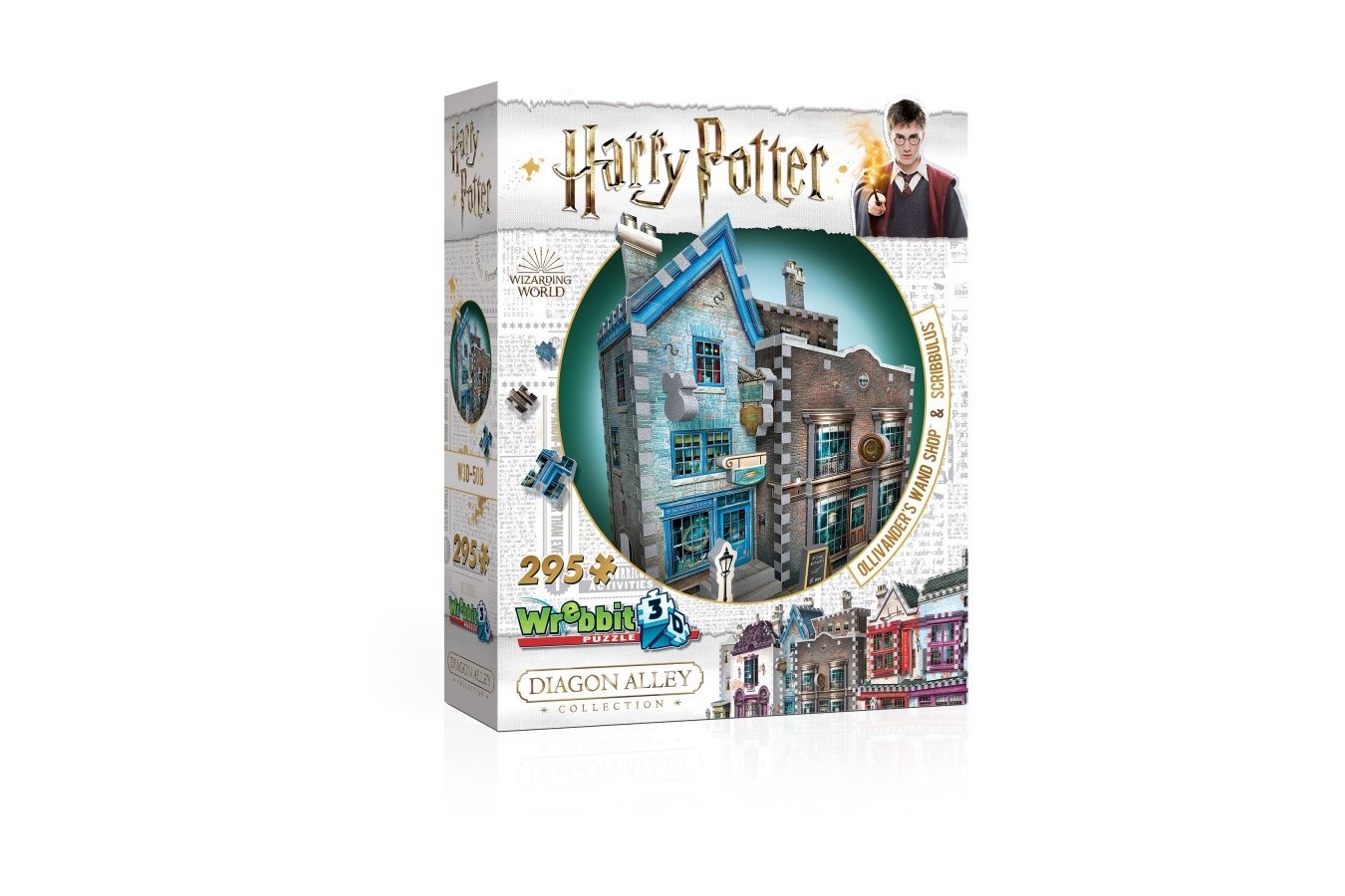 Puzzle 3D Wrebbit - Harry Potter - Ollivander's Wand Shop & Scribbulus, 295 piese (65555)