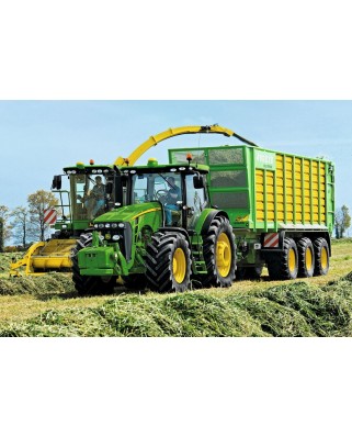 Puzzle Schmidt - Tractor 8345R si masina agricola, 60 piese, include 1 tractor Siku (55626)
